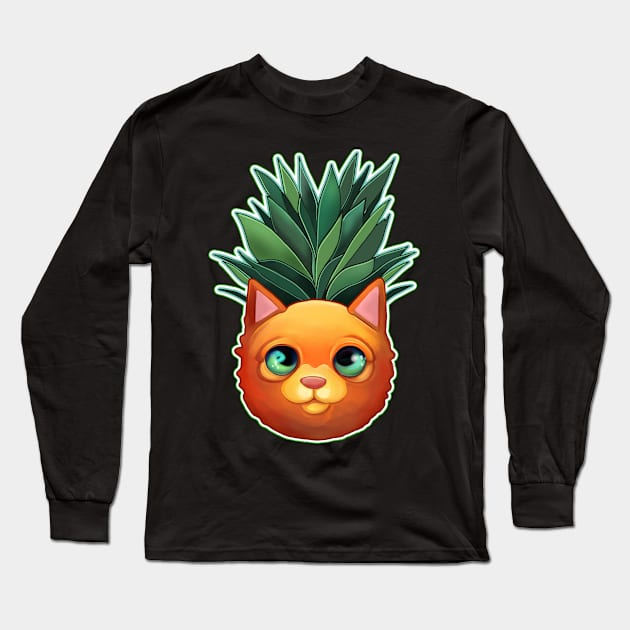 Pineapple cat Long Sleeve T-Shirt by Meakm